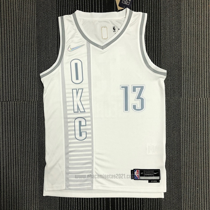 Camiseta Oklahoma City Thunder Paul George #13 Ciudad 2021-22 Blanco